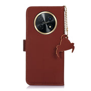 For Huawei Enjoy 60X / Nova Y91 4G Genuine Leather Magnetic RFID Leather Phone Case(Coffee)