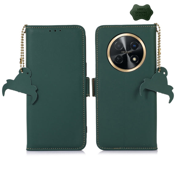 For Huawei Enjoy 60X / Nova Y91 4G Genuine Leather Magnetic RFID Leather Phone Case(Green)