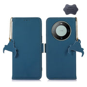 For Huawei Mate 60 Genuine Leather Magnetic RFID Leather Phone Case(Blue)