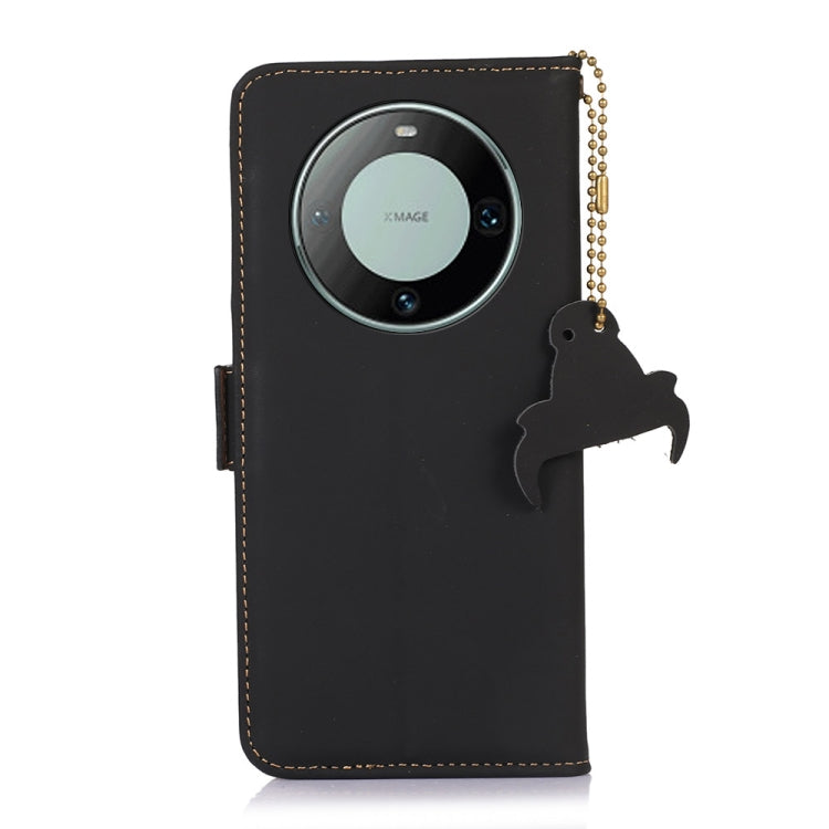 For Huawei Mate 60 Pro Genuine Leather Magnetic RFID Leather Phone Case(Black)