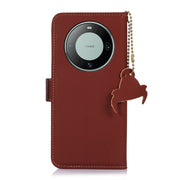 For Huawei Mate 60 Pro Genuine Leather Magnetic RFID Leather Phone Case(Coffee)