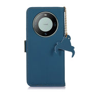 For Huawei Mate 60 Pro Genuine Leather Magnetic RFID Leather Phone Case(Blue)