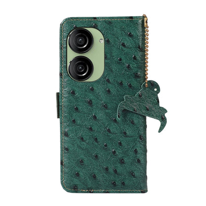For Asus Zenfone 10 / Zenfone 9 Ostrich Pattern Genuine Leather RFID Phone Case(Green) - ASUS Cases by PMC Jewellery | Online Shopping South Africa | PMC Jewellery | Buy Now Pay Later Mobicred