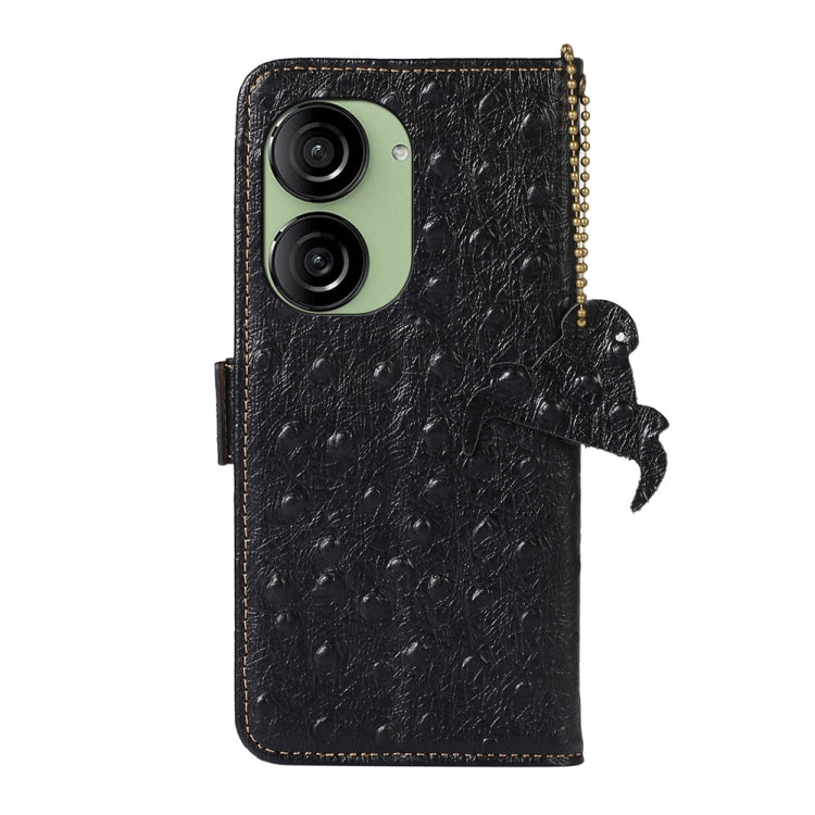 For Asus Zenfone 10 / Zenfone 9 Ostrich Pattern Genuine Leather RFID Phone Case(Black) - ASUS Cases by PMC Jewellery | Online Shopping South Africa | PMC Jewellery | Buy Now Pay Later Mobicred