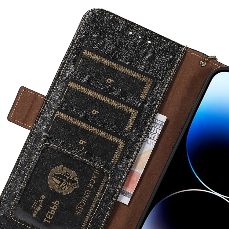 For Asus Zenfone 10 / Zenfone 9 Ostrich Pattern Genuine Leather RFID Phone Case(Black) - ASUS Cases by PMC Jewellery | Online Shopping South Africa | PMC Jewellery | Buy Now Pay Later Mobicred