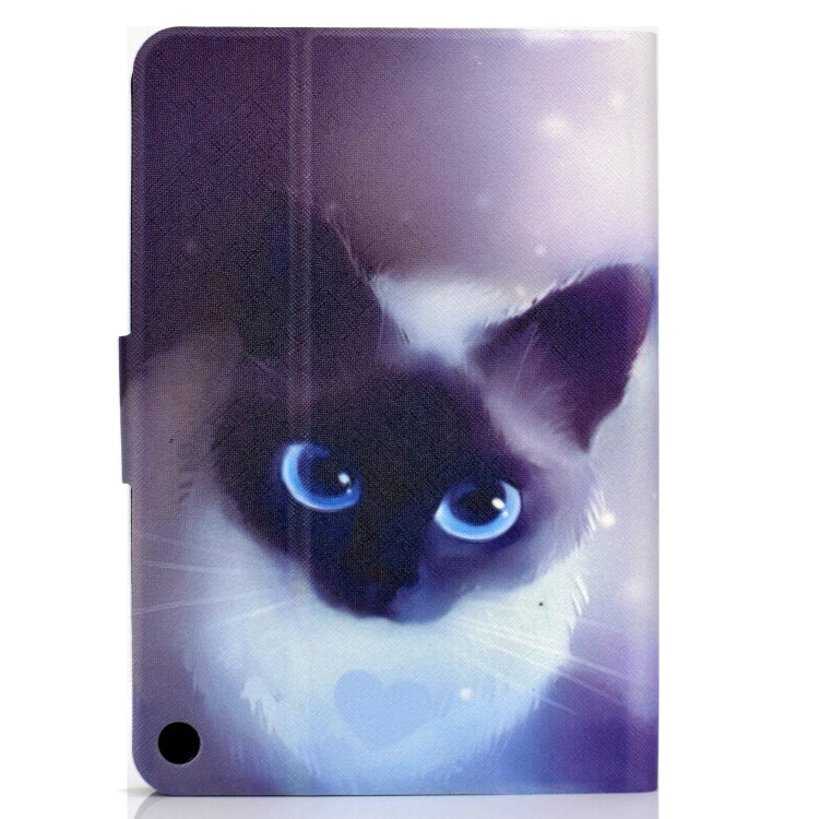 For Amazon Fire Max 11 2023 Colored Drawing Smart Leather Tablet Case(Blue-eyed Cat) - Amazon by PMC TechLife | Online Shopping South Africa | PMC TechLife | Buy Now Pay Later Mobicred