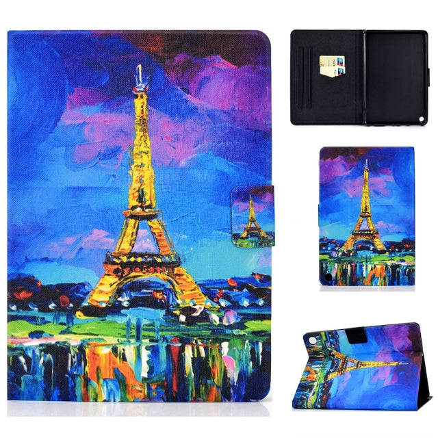 For Amazon Fire Max 11 2023 Colored Drawing Smart Leather Tablet Case(Watercolor Eiffel Tower) - Amazon by PMC TechLife | Online Shopping South Africa | PMC TechLife | Buy Now Pay Later Mobicred