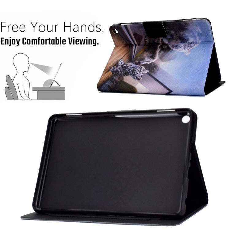 For Amazon Fire Max 11 2023 Colored Drawing Smart Leather Tablet Case(Cat Tiger) - Amazon by PMC TechLife | Online Shopping South Africa | PMC TechLife | Buy Now Pay Later Mobicred