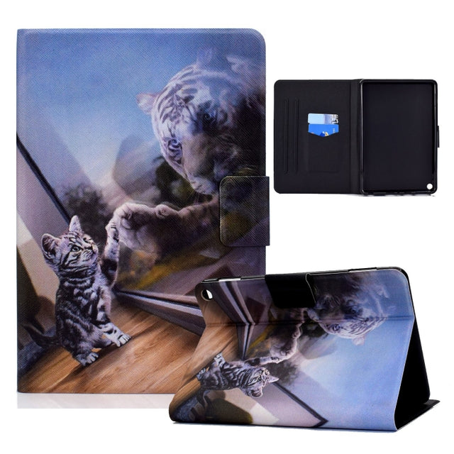 For Amazon Fire Max 11 2023 Colored Drawing Smart Leather Tablet Case(Cat Tiger) - Amazon by PMC TechLife | Online Shopping South Africa | PMC TechLife | Buy Now Pay Later Mobicred