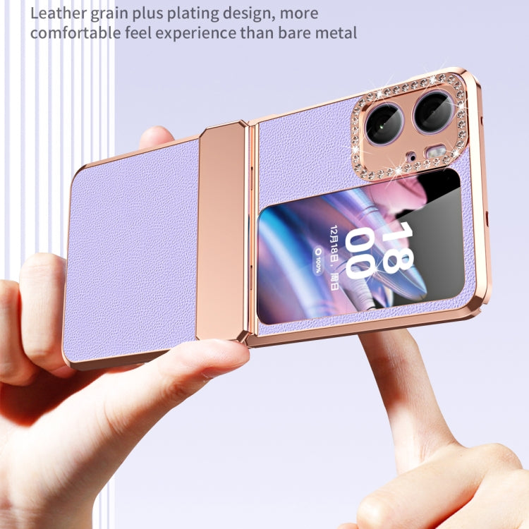 For OPPO Find N2 Flip Plated Plain Leather Folding Phone Case with Hinge(White) - free shipping - PMC TechLife - Order now!
