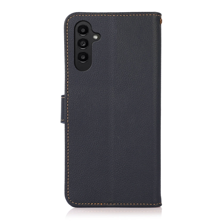 For Samsung Galaxy S24+ KHAZNEH Custer Genuine Leather RFID Phone Case(Blue)