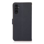 For Samsung Galaxy S24 KHAZNEH Custer Genuine Leather RFID Phone Case(Blue)