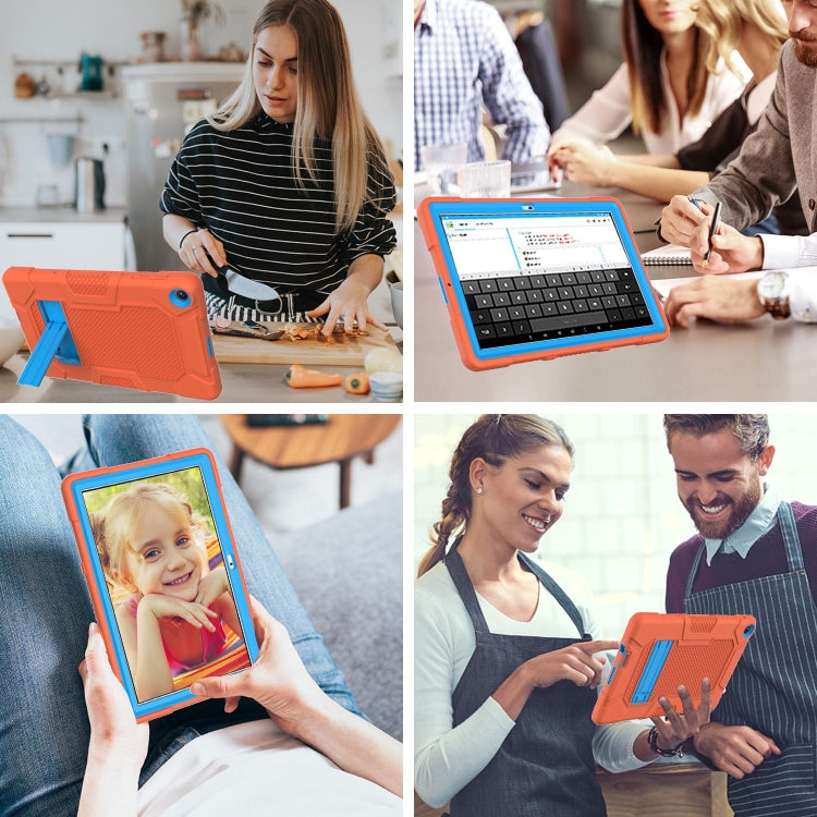 For Huawei MatePad T 10s / T10 Contrast Color Robot B3 Silicone Hybrid PC Tablet Case with Holder(Orange Blue) - Huawei by PMC TechLife | Online Shopping South Africa | PMC TechLife | Buy Now Pay Later Mobicred