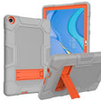 For Huawei MatePad T 10s / T10 Contrast Color Robot B3 Silicone Hybrid PC Tablet Case with Holder(Grey Orange) - free shipping - PMC TechLife - Order now!