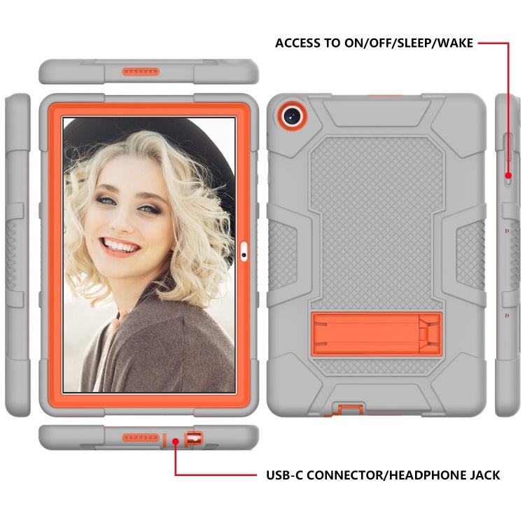 For Huawei MatePad T 10s / T10 Contrast Color Robot B3 Silicone Hybrid PC Tablet Case with Holder(Grey Orange) - free shipping - PMC TechLife - Order now!