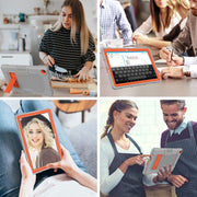For Huawei MatePad T 10s / T10 Contrast Color Robot B3 Silicone Hybrid PC Tablet Case with Holder(Grey Orange)
