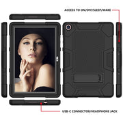 For Huawei MatePad T 10s / T10 Contrast Color Robot B3 Silicone Hybrid PC Tablet Case with Holder(Black)