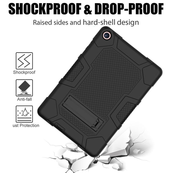 For Huawei MatePad T 10s / T10 Contrast Color Robot B3 Silicone Hybrid PC Tablet Case with Holder(Black)