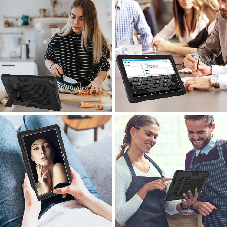 For Huawei MatePad T 10s / T10 Contrast Color Robot B3 Silicone Hybrid PC Tablet Case with Holder(Black)