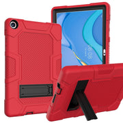 For Huawei MatePad T 10s / T10 Contrast Color Robot B3 Silicone Hybrid PC Tablet Case with Holder(Red Black)