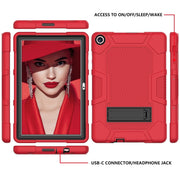 For Huawei MatePad T 10s / T10 Contrast Color Robot B3 Silicone Hybrid PC Tablet Case with Holder(Red Black)