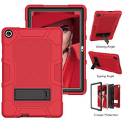 For Huawei MatePad T 10s / T10 Contrast Color Robot B3 Silicone Hybrid PC Tablet Case with Holder(Red Black)