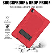 For Huawei MatePad T 10s / T10 Contrast Color Robot B3 Silicone Hybrid PC Tablet Case with Holder(Red Black)