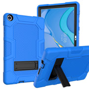For Huawei MatePad T 10s / T10 Contrast Color Robot B3 Silicone Hybrid PC Tablet Case with Holder(Blue Black)
