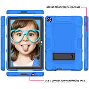 For Huawei MatePad T 10s / T10 Contrast Color Robot B3 Silicone Hybrid PC Tablet Case with Holder(Blue Black)
