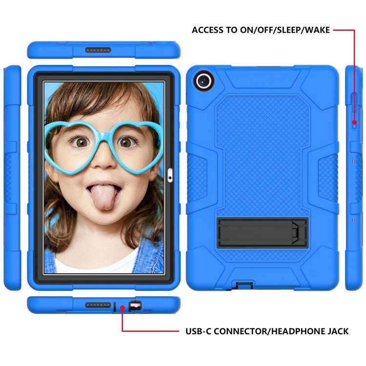 For Huawei MatePad T 10s / T10 Contrast Color Robot B3 Silicone Hybrid PC Tablet Case with Holder(Blue Black)