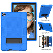 For Huawei MatePad T 10s / T10 Contrast Color Robot B3 Silicone Hybrid PC Tablet Case with Holder(Blue Black)