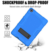 For Huawei MatePad T 10s / T10 Contrast Color Robot B3 Silicone Hybrid PC Tablet Case with Holder(Blue Black)