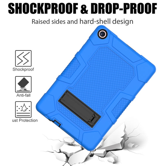 For Huawei MatePad T 10s / T10 Contrast Color Robot B3 Silicone Hybrid PC Tablet Case with Holder(Blue Black)