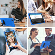 For Huawei MatePad T 10s / T10 Contrast Color Robot B3 Silicone Hybrid PC Tablet Case with Holder(Blue Black)
