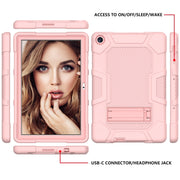 For Huawei MatePad T 10s / T10 Contrast Color Robot B3 Silicone Hybrid PC Tablet Case with Holder(Rose Gold)