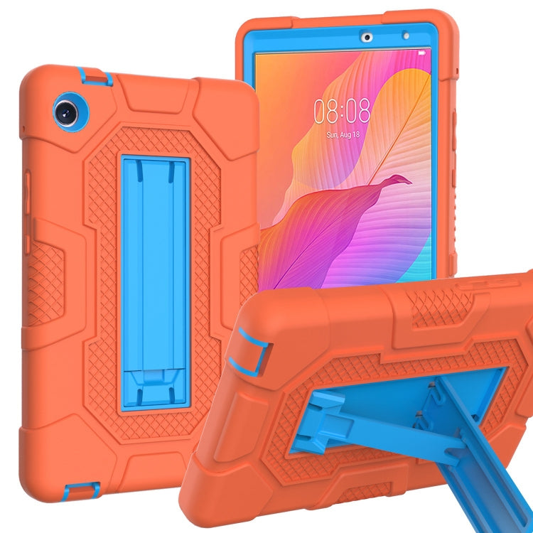 For Huawei MatePad T8 Contrast Color Robot B3 Silicone Hybrid PC Tablet Case with Holder(Orange Blue) - Huawei by PMC TechLife | Online Shopping South Africa | PMC TechLife | Buy Now Pay Later Mobicred
