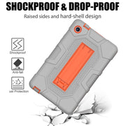 For Huawei MatePad T8 Contrast Color Robot B3 Silicone Hybrid PC Tablet Case with Holder(Grey Orange)