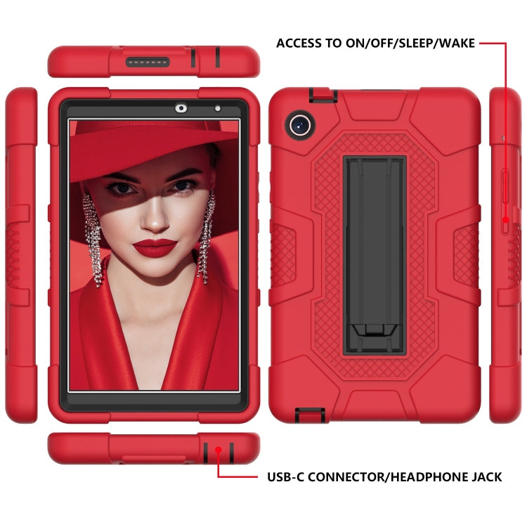 For Huawei MatePad T8 Contrast Color Robot B3 Silicone Hybrid PC Tablet Case with Holder(Red Black) - Huawei by PMC TechLife | Online Shopping South Africa | PMC TechLife | Buy Now Pay Later Mobicred