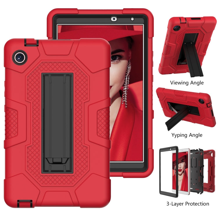 For Huawei MatePad T8 Contrast Color Robot B3 Silicone Hybrid PC Tablet Case with Holder(Red Black) - Huawei by PMC TechLife | Online Shopping South Africa | PMC TechLife | Buy Now Pay Later Mobicred