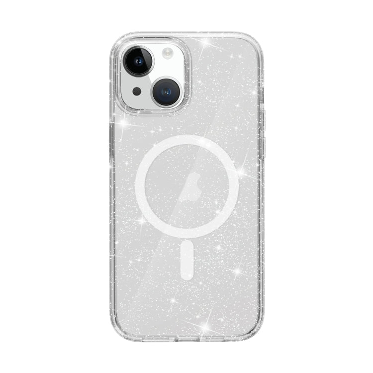 For iPhone 15 Terminator Style Glitter Powder MagSafe Magnetic Phone Case(White) - iPhone 15 Cases by PMC TechLife | Online Shopping South Africa | PMC TechLife