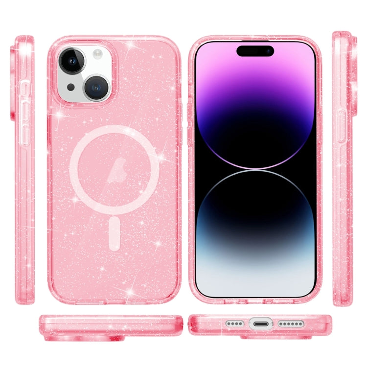 For iPhone 15 Terminator Style Glitter Powder MagSafe Magnetic Phone Case(Pink) - iPhone 15 Cases by PMC TechLife | Online Shopping South Africa | PMC TechLife