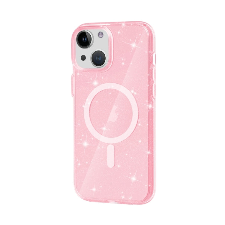 For iPhone 15 Terminator Style Glitter Powder MagSafe Magnetic Phone Case(Pink) - iPhone 15 Cases by PMC TechLife | Online Shopping South Africa | PMC TechLife