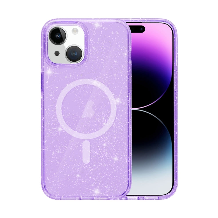 For iPhone 15 Plus Terminator Style Glitter Powder MagSafe Magnetic Phone Case(Purple) - iPhone 15 Plus Cases by PMC TechLife | Online Shopping South Africa | PMC TechLife