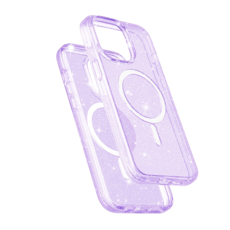 For iPhone 15 Pro Terminator Style Glitter Powder MagSafe Magnetic Phone Case(Purple) - iPhone 15 Pro Cases by PMC TechLife | Online Shopping South Africa | PMC TechLife