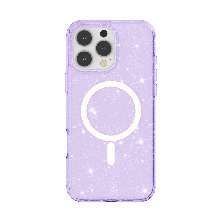 For iPhone 16 Pro Terminator Style Glitter Powder MagSafe Magnetic Phone Case(Purple) - iPhone 16 Pro Cases by PMC TechLife | Online Shopping South Africa | PMC TechLife | Buy Now Pay Later Mobicred