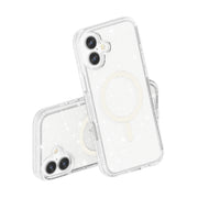 For iPhone 16 Terminator Style Glitter Powder MagSafe Magnetic Phone Case(White)