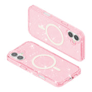 For iPhone 16 Terminator Style Glitter Powder MagSafe Magnetic Phone Case(Pink)