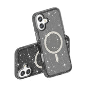 For iPhone 16 Terminator Style Glitter Powder MagSafe Magnetic Phone Case(Black)