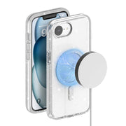 For iPhone 16e Terminator Style Glitter Powder MagSafe Magnetic Phone Case(White)