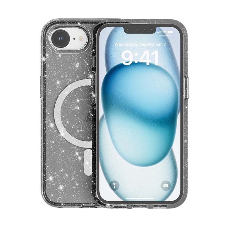 For iPhone 16e Terminator Style Glitter Powder MagSafe Magnetic Phone Case(Black) - free shipping - PMC TechLife - Order now!